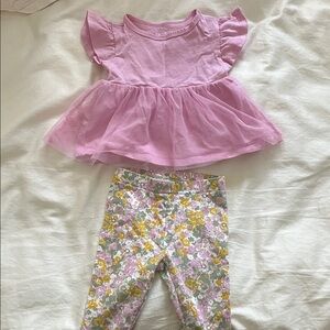 Purple Top‎ and Floral Leggings Set